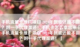 手机流量卡推广项目 2024年到底还能不做？附一手代理渠道！手机卡怎么拿出来「手机流量卡推广项目 2024年到底还能不做？附一手代理渠道！」